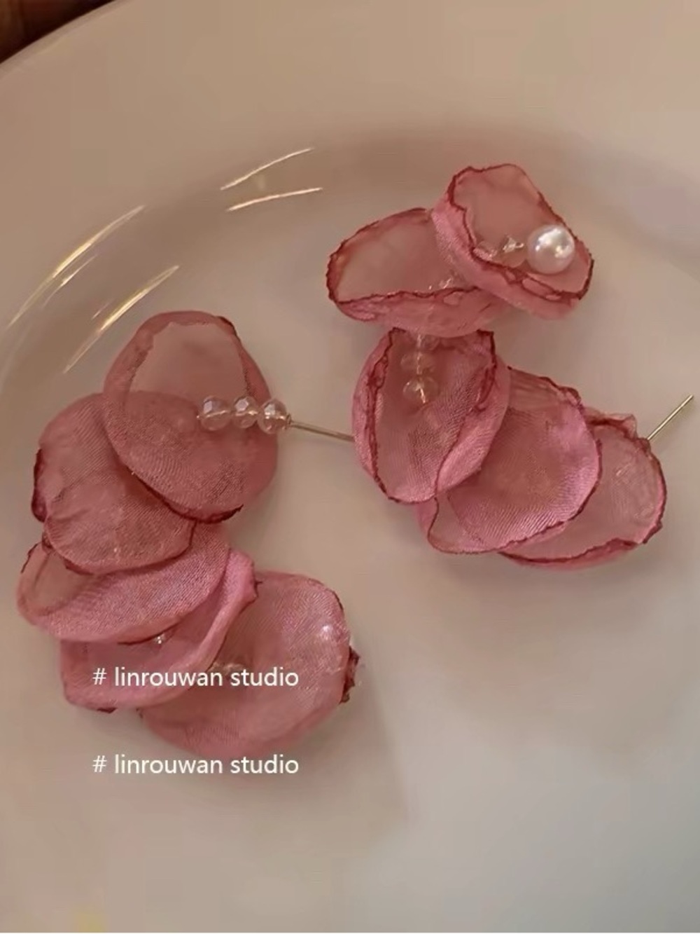 Vintage Pink Floral Drop Earrings